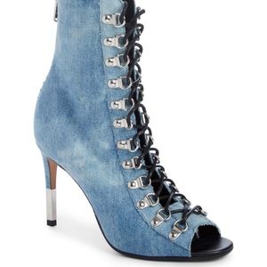 New Authentic BALMAIN Club Peep Toe Bootie